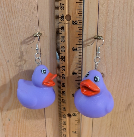 Purple Duck Earrings - Picture 2 of 4